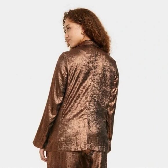NWT A New Day Oversized Copper Metallic Blazer, Size XS - Picture 2 of 9